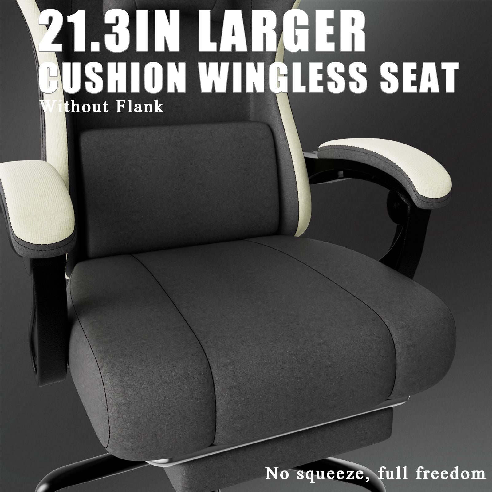 Ergonomic Gaming Chair with Pocketed Spring Cushion, Breathable Fabric Computer Chair with Footrest, Adjustable Lumbar Support Video Game Chair for Adults (Fabric)