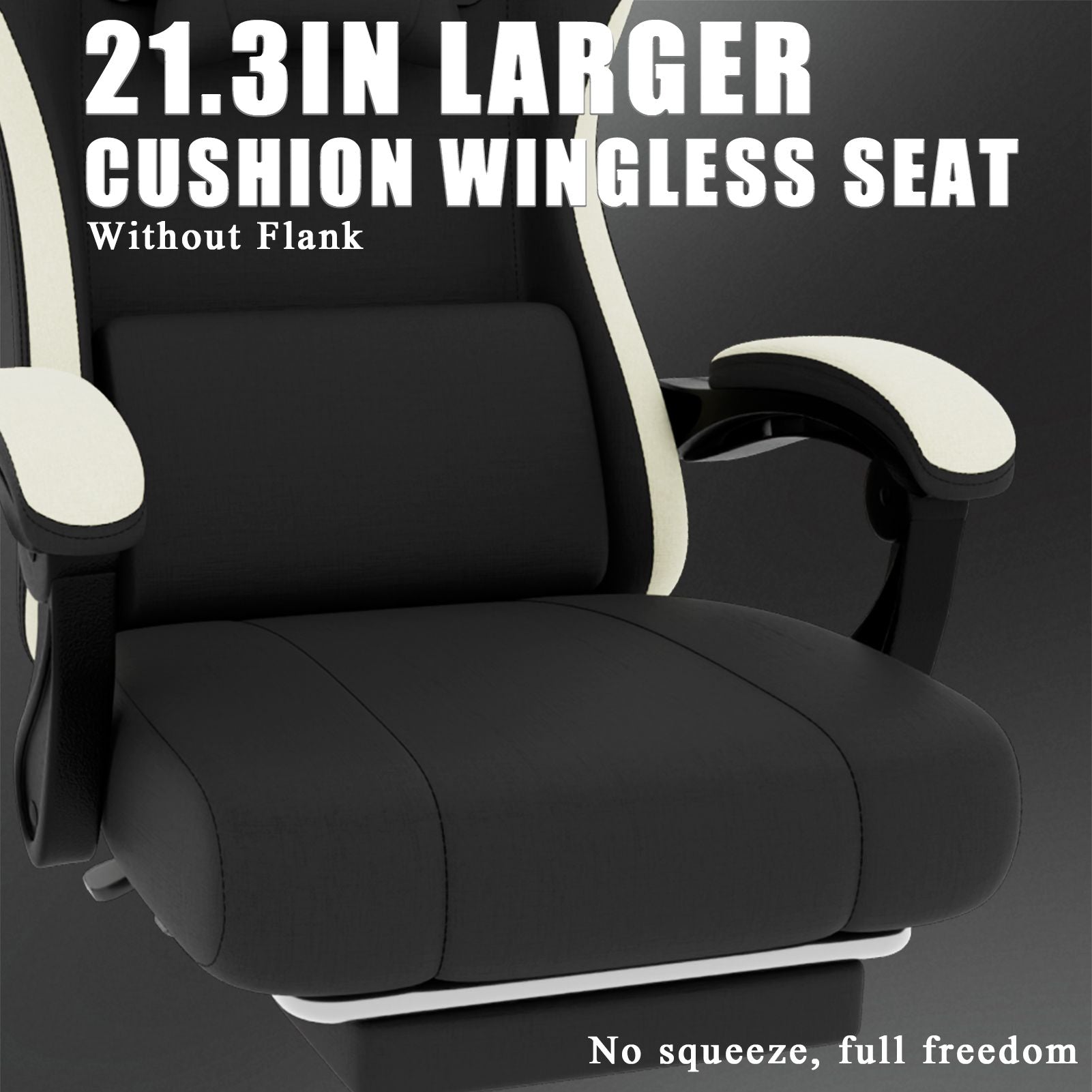 Ergonomic Gaming Chair with Pocketed Spring Cushion, Breathable Fabric Computer Chair with Footrest, Adjustable Lumbar Support Video Game Chair for Adults (Fabric)